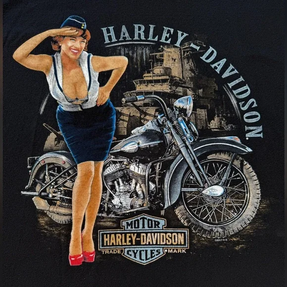 Harley Davidson Pin Up Girl Australia 100 Years Graphic T Shirt 4XL Black - Picture 2 of 7
